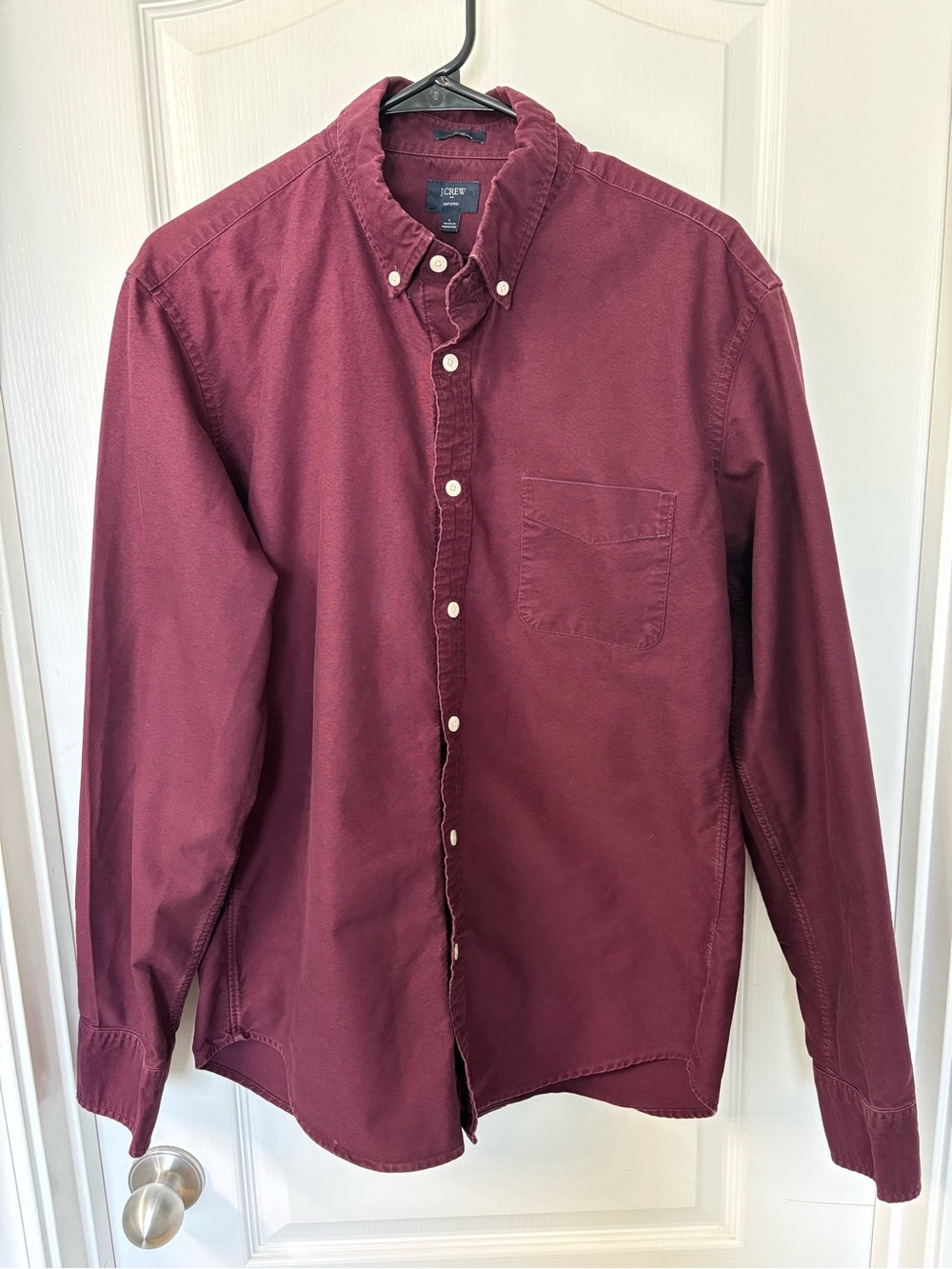 J. Crew Men's Maroon Slim Oxford Dress Shirt Size Large
